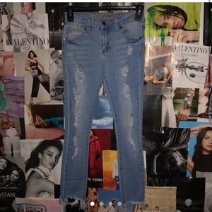 Ripped jeans/ distressed jeans.